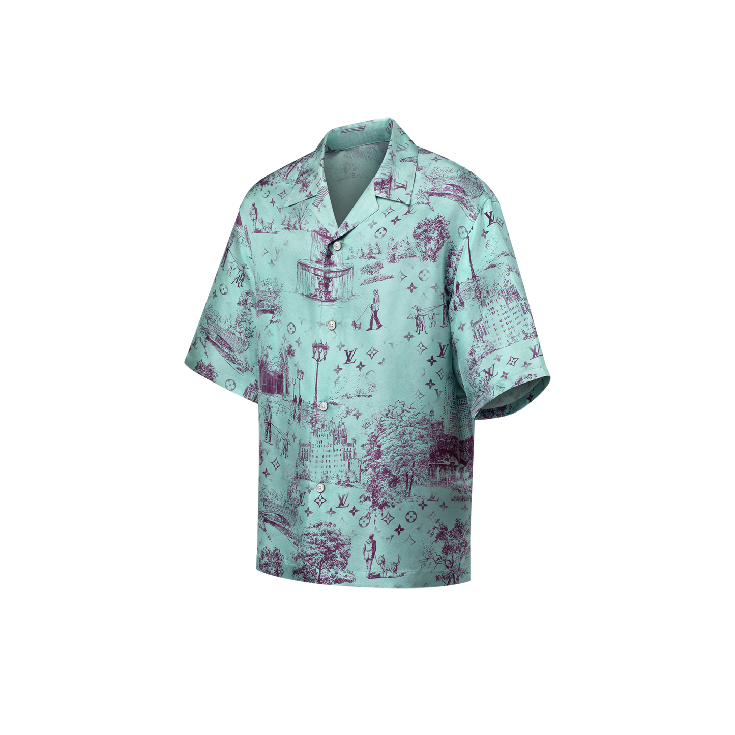 Printed Short-Sleeved Silk Shirt