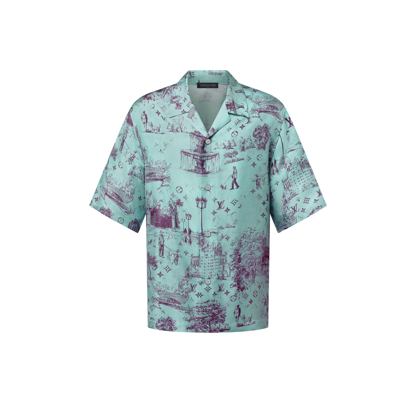 Printed Short-Sleeved Silk Shirt