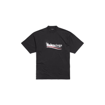 Political Stencil T-shirt Medium Fit in Off Black/white
