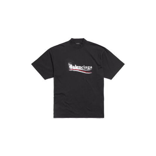 Political Stencil T-shirt Medium Fit in Off Black/white