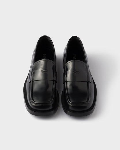 Brushed leather loafers