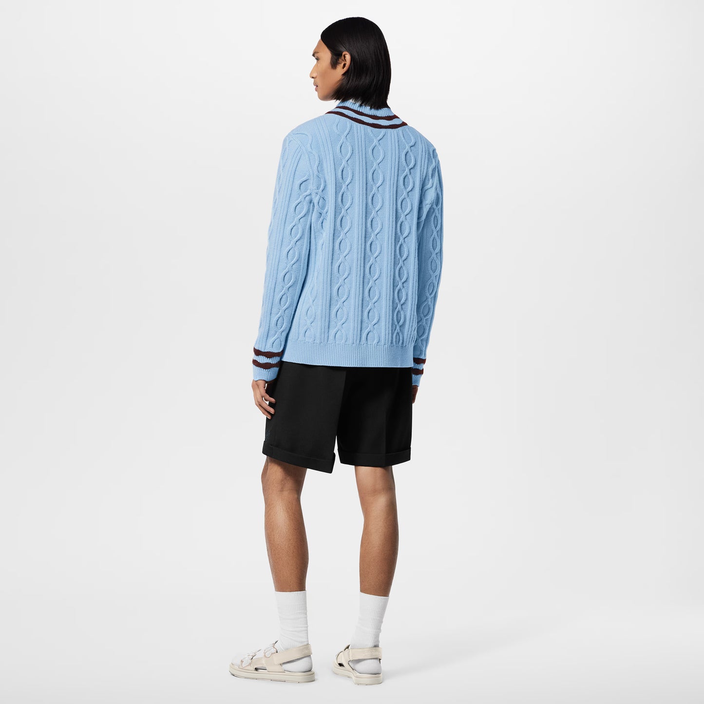 Cable Knit Wool And Mohair V-Neck Jumper