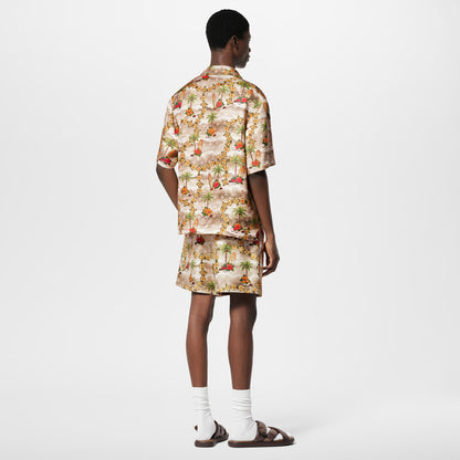 Monogram Short-Sleeved Silk Shirt