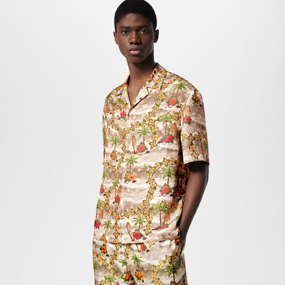 Monogram Short-Sleeved Silk Shirt