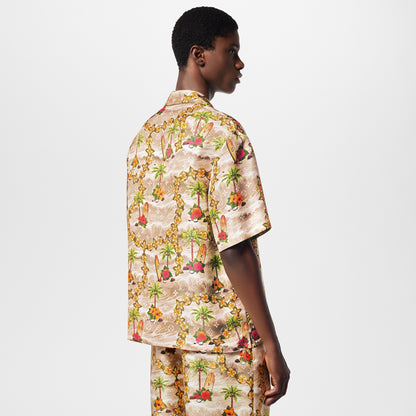 Monogram Short-Sleeved Silk Shirt