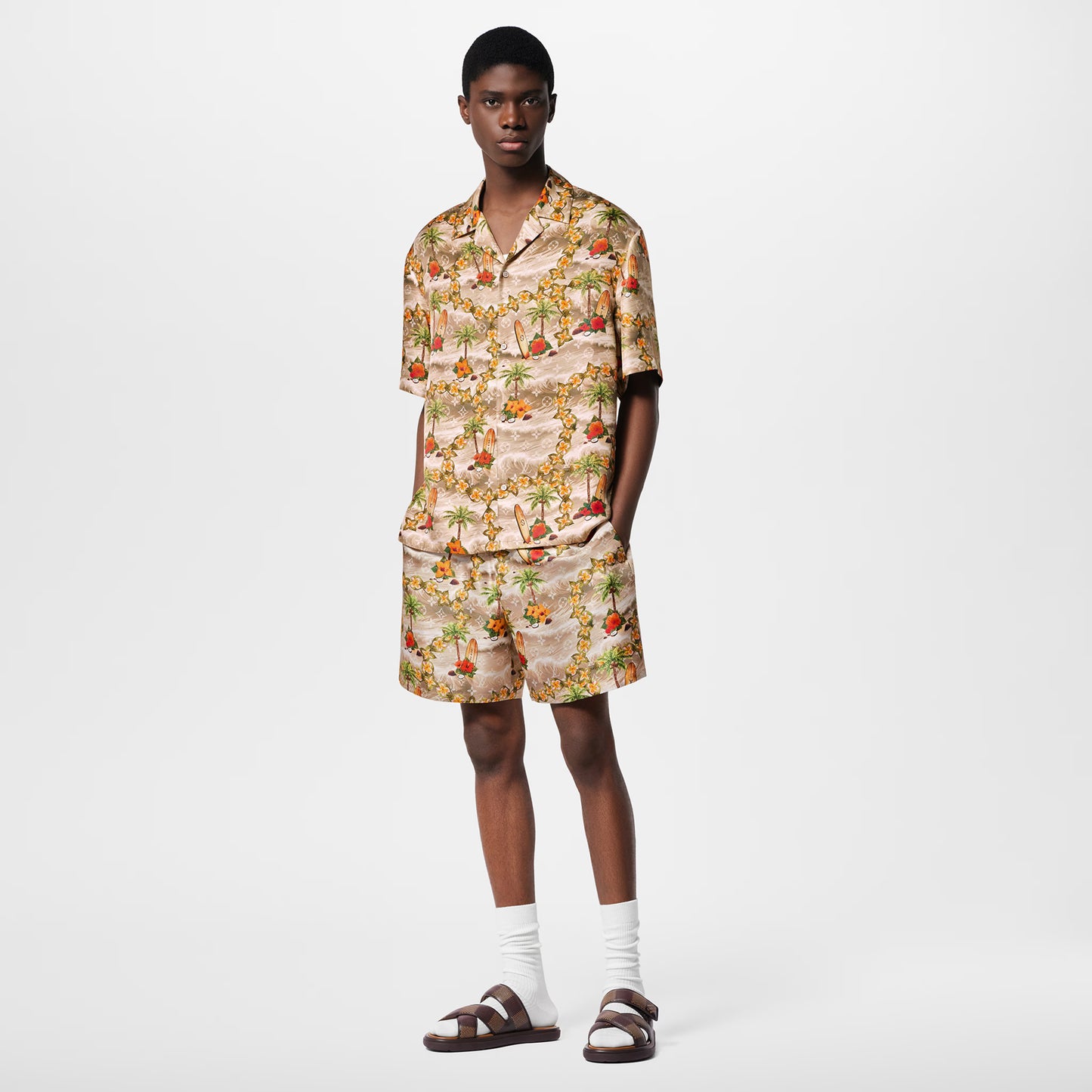 Monogram Short-Sleeved Silk Shirt