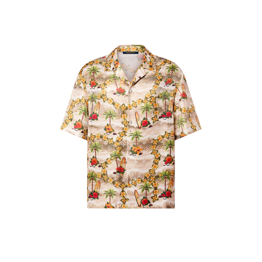 Monogram Short-Sleeved Silk Shirt