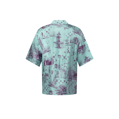 Printed Short-Sleeved Silk Shirt