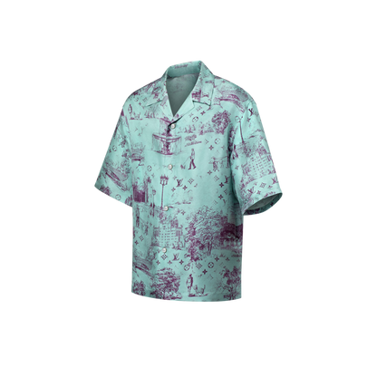 Printed Short-Sleeved Silk Shirt