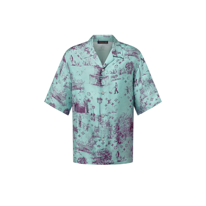 Printed Short-Sleeved Silk Shirt