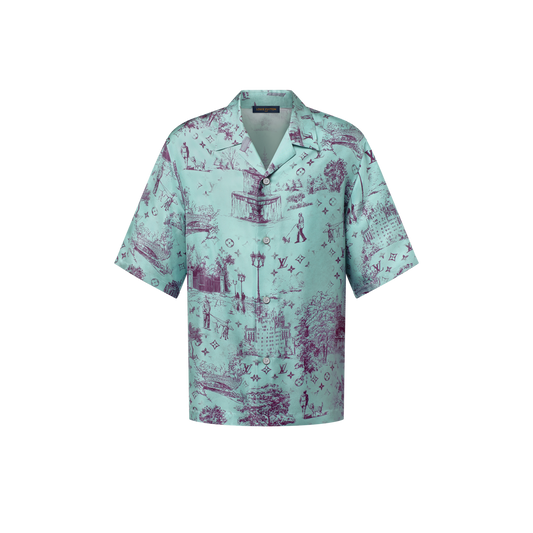 Printed Short-Sleeved Silk Shirt